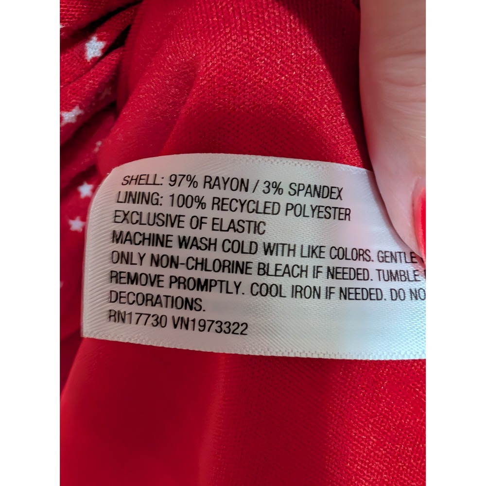 Wild Fable Red Star Print Tie Front Mini Dress Womens Medium Smocked Back - Picture 6 of 11